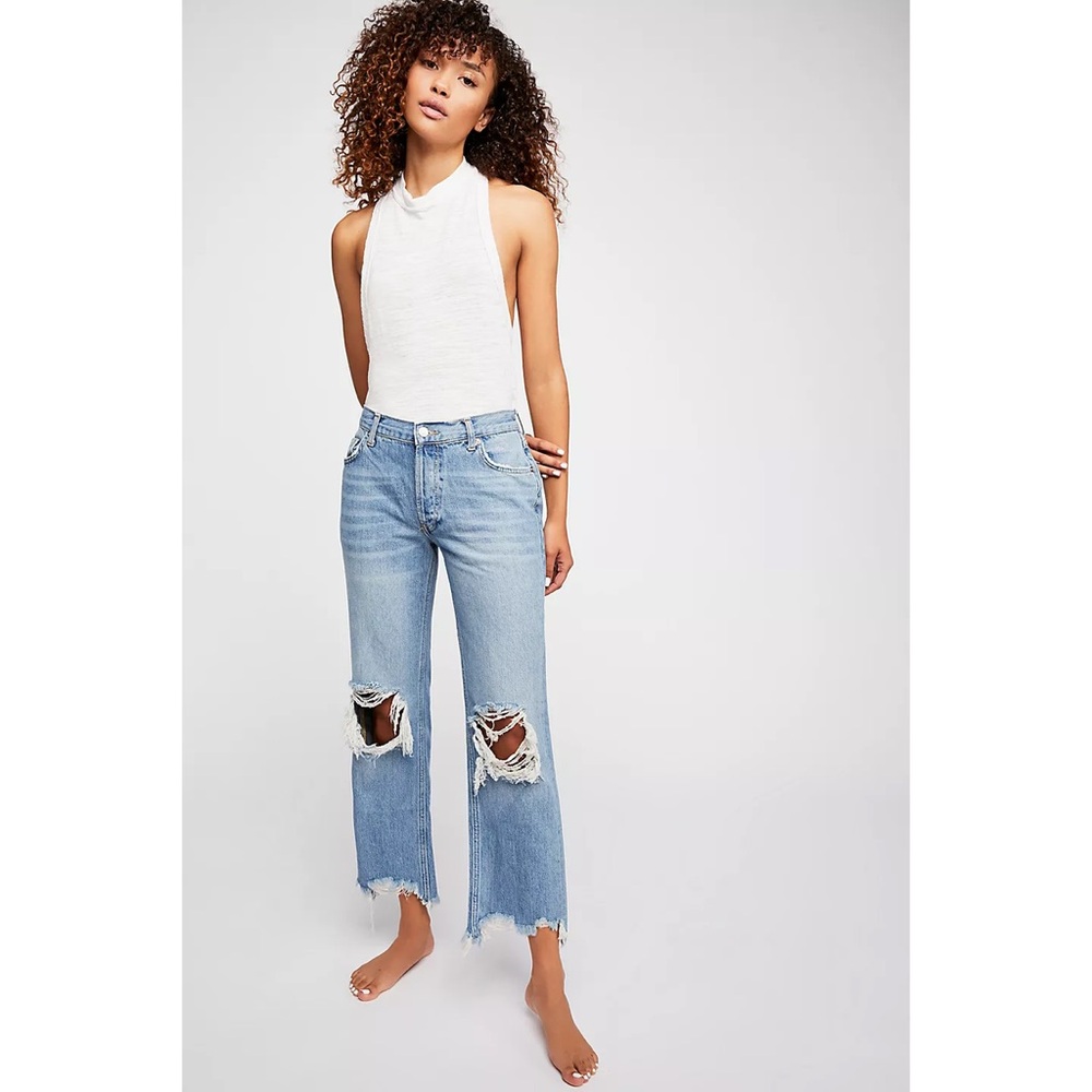 Free People Maggie Mid-Rise Straight-Leg Jeans